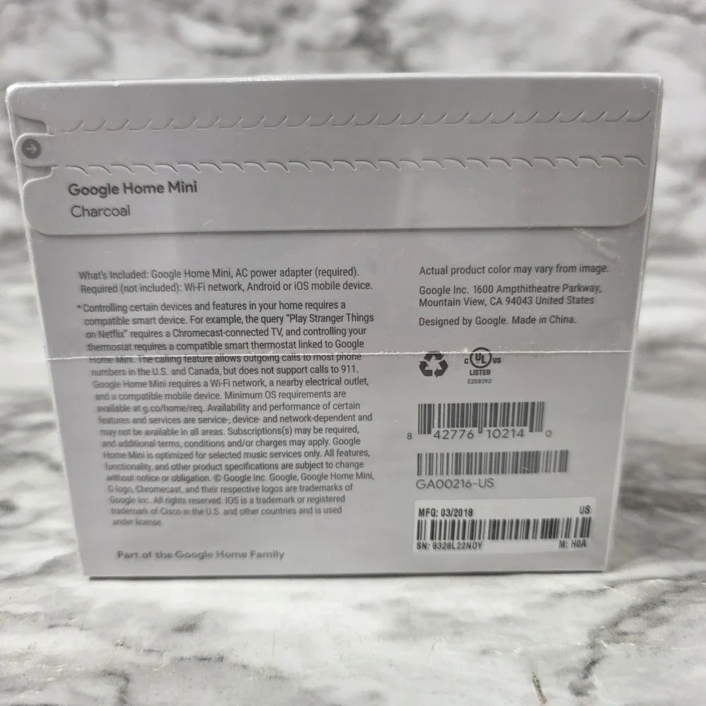 Google Home Mini - Charcoal (GA00216-US) Brand New Sealed
